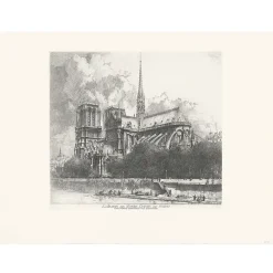 Estampe L'abside de Notre-Dame de Paris - Louis Orr