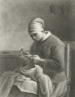 Best Estampe La Couseuse - Pierre Gustave Taverne Chefs D'Œuvre Des Musées