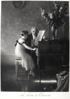 New Estampe La leçon de clavecin - Jules Alexis Muenier Chefs D'Œuvre Des Musées