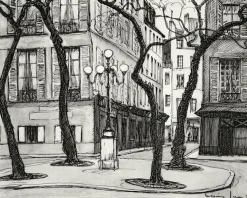 Clearance Estampe La place Fürstenberg à Paris - Maxime Juan Paris Et Le Louvre|Art Moderne