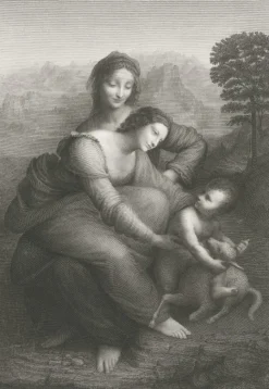 Estampe La Vierge et l'Enfant Jésus avec sainte Ann - Léonard de Vinci