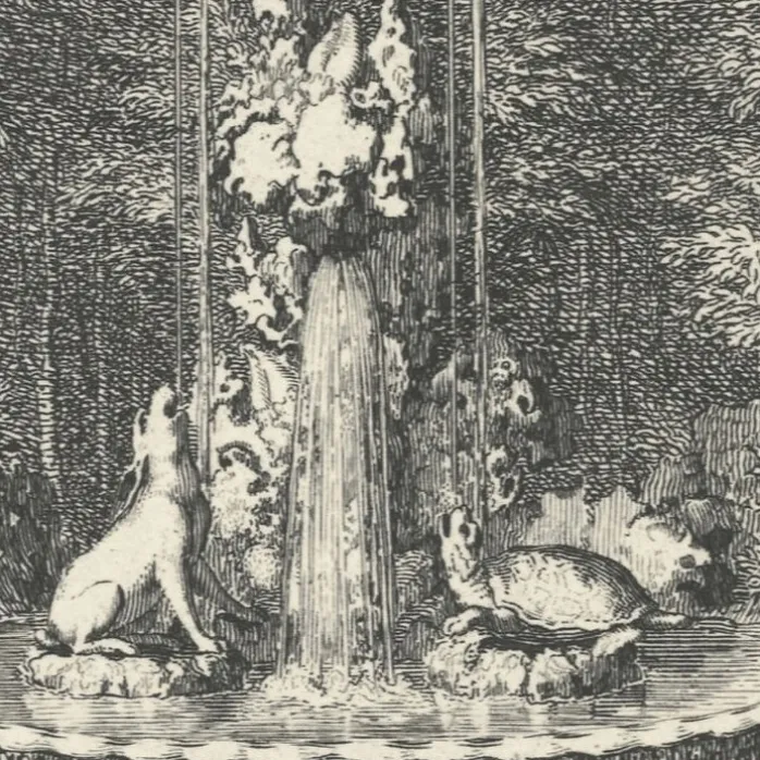 Estampe Le lièvre et la tortue
