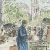 Outlet Estampe Le marché aux oiseaux - Eugène-Louis Véder Paris Et Le Louvre