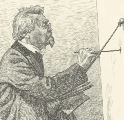 Estampe Le peintre Melotte devant son chevalet - Emile-Frédéric Nicolle