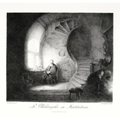 Estampe Le philosophe en méditation - Rembrandt