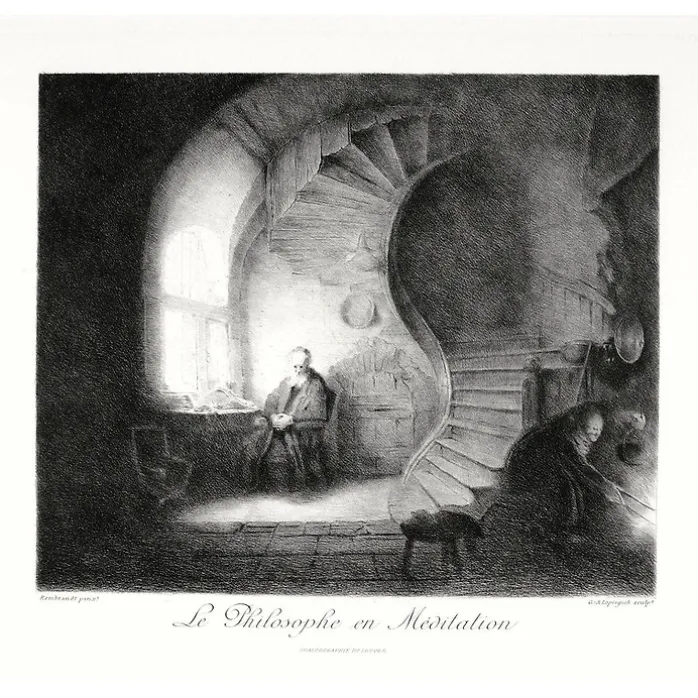 Estampe Le philosophe en méditation - Rembrandt