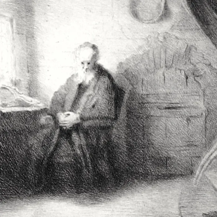 Estampe Le philosophe en méditation - Rembrandt