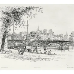 Estampe Le Pont des Arts et l'Île de la Cité à Paris - Caroline Helena Armington