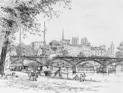 Estampe Le Pont des Arts et l'Île de la Cité à Paris - Caroline Helena Armington