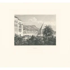 Outlet Estampe Le port de Mergellina, Naples, côté du Pausylippe Architecture Et Villes