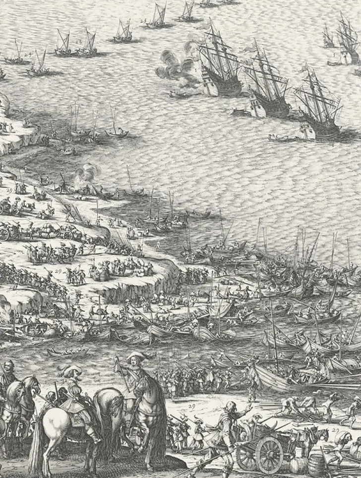 Online Estampe Le siège de l'île de Ré, en 1627 - Jacques Callot Personnages Et Évènements Historiques
