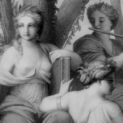 Estampe Les muses Clio, Euterpe et Thalie - Eustache Le Sueur