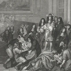 Estampe Louis XIV visite les manufactures des Gobelins