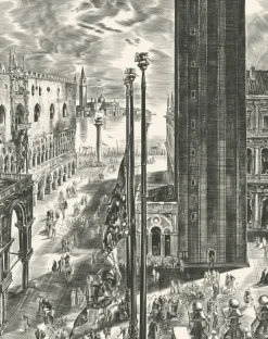 Sale Estampe Piazetta de Venise - Albert Decaris Art Moderne|Architecture Et Villes