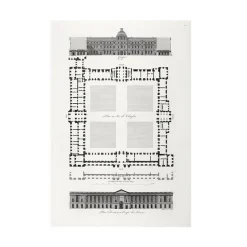 Estampe Plan, élévation et coupe du Louvre - Louis-Pierre Baltard Paris Et Le Louvre