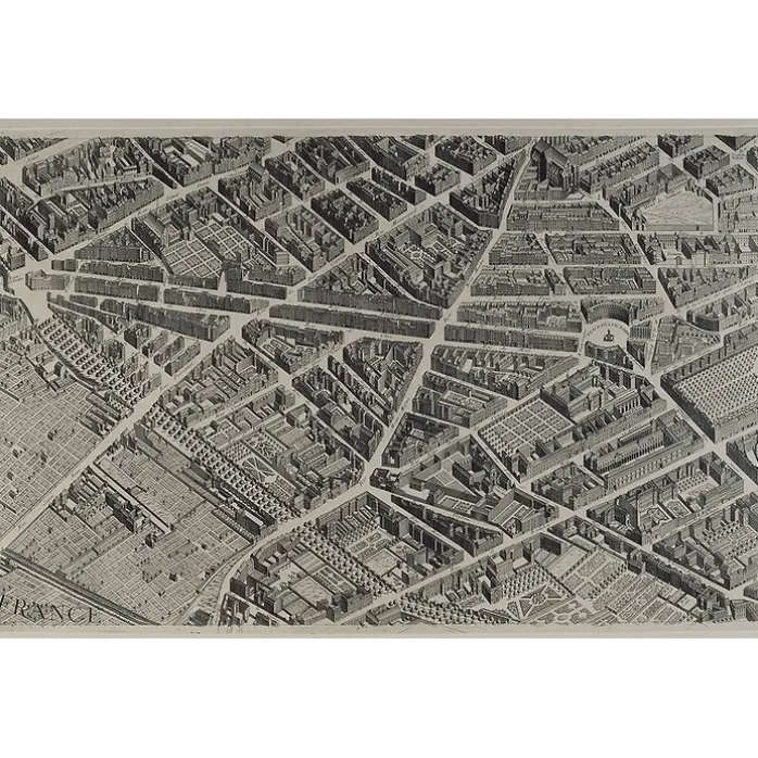 Estampe Plan Turgot - Planche n° 14 - Nouvelle France et Place des Victoires