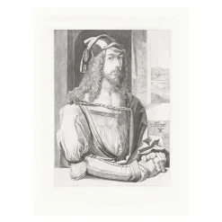Estampe Portrait de l'artiste gravé par Emile Jean Sulpis d'après Albrecht Dürer