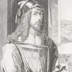 Estampe Portrait de l'artiste gravé par Emile Jean Sulpis d'après Albrecht Dürer