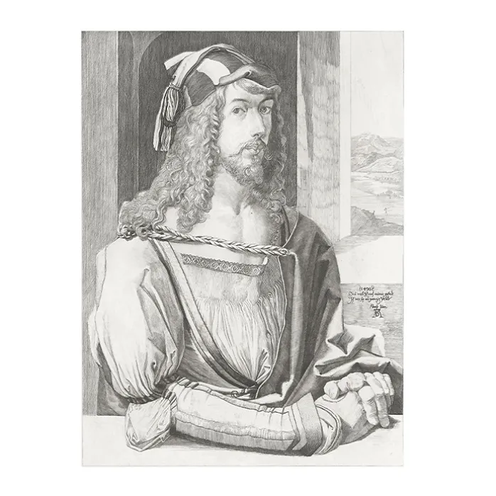 Estampe Portrait de l'artiste gravé par Emile Jean Sulpis d'après Albrecht Dürer