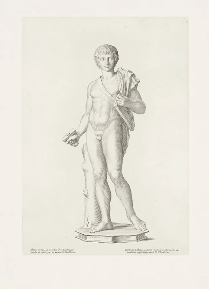 Discount Estampe Statue antique d'un gladiateur - Claude Mellan Chefs D'Œuvre Des Musées