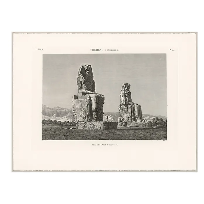 Estampe Thèbes, Memnonium Vue des deux colosses