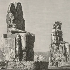 Estampe Thèbes, Memnonium Vue des deux colosses