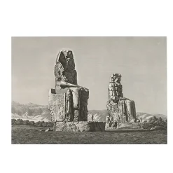 Estampe Thèbes, Memnonium Vue des deux colosses