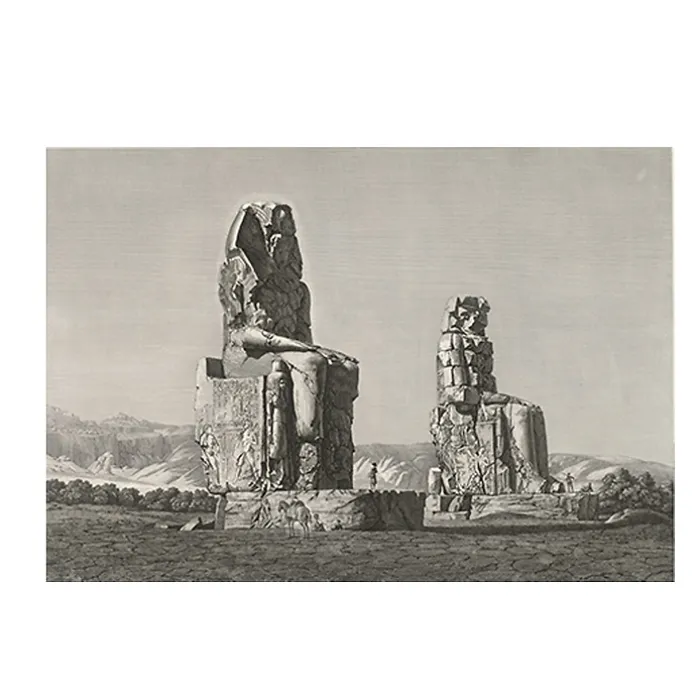 Estampe Thèbes, Memnonium Vue des deux colosses