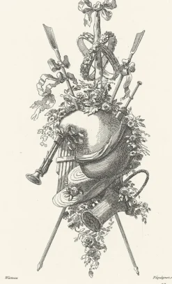 Estampe Trophée, époque Louis XV - Auguste Pèquègnot
