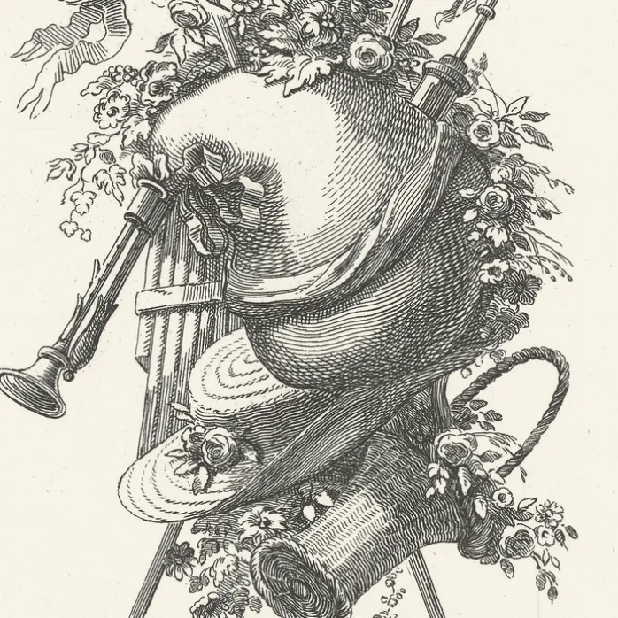Estampe Trophée, époque Louis XV - Auguste Pèquègnot
