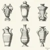 Sale Estampe Vase d'époque Louis XII - Auguste Péquégnot Architecture Et Villes