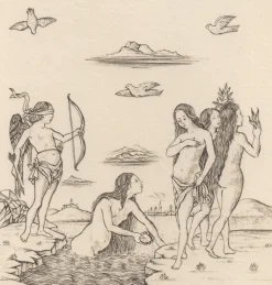 Estampe Vénus, carte 43, Le Tarot de Mantegna - Cécile Reims