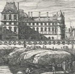 Outlet Estampe Vue de l'ancien Louvre, du côté de la Seine - Zeeman Paris Et Le Louvre