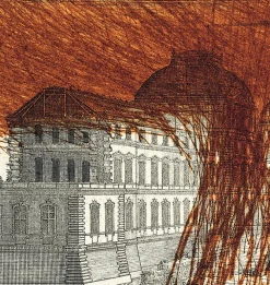 New Estampe Vue du Louvre et de la Grande Galerie du côté des offices - Arnulf Rainer 1992 Paris Et Le Louvre|Créations Contemporaines