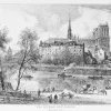 Estampe Vue du quai aux fleurs en 1880 - Alfred-Louis Brunet-Debaines