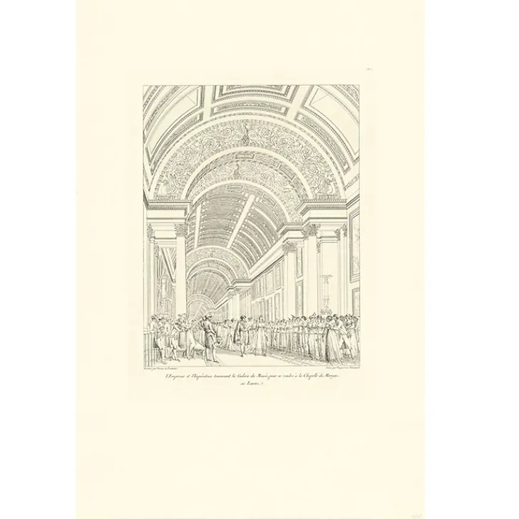 Hot Etampe Napoléon et Marie-Louise traversant la galerie du musée du Louvre pour se rendre à la chapelle du mariage Personnages Et Évènements Historiques