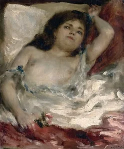 Femme demi-nue couchée: la rose (panneaux aluminium)