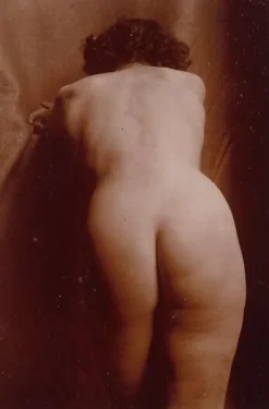 Femme nue debout de dos, penchée, vue jusqu'aux genoux (toiles sur châssis)