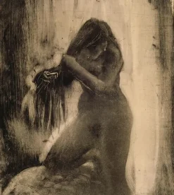 Femme, nue, se coiffant (panneaux aluminium)