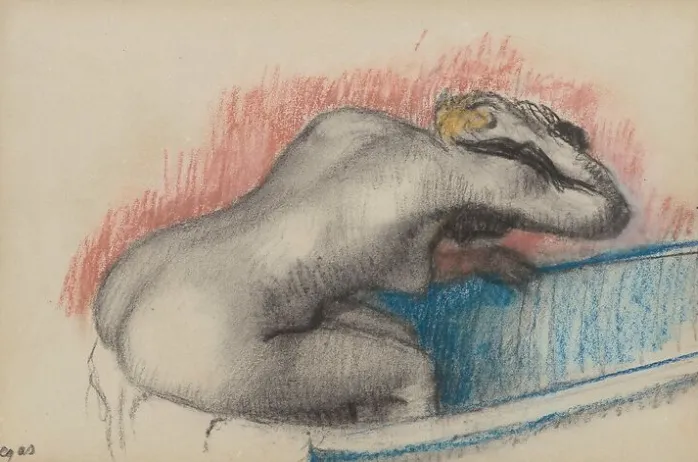 Femme se lavant dans sa baignoire (panneaux acryliques)