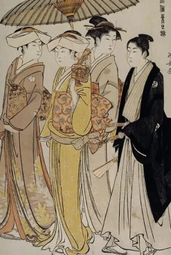 New Filles de samouraï accompagnées d'un jeune homme (toiles sans cadre) Toiles Sans Cadre|Affiches D'Art
