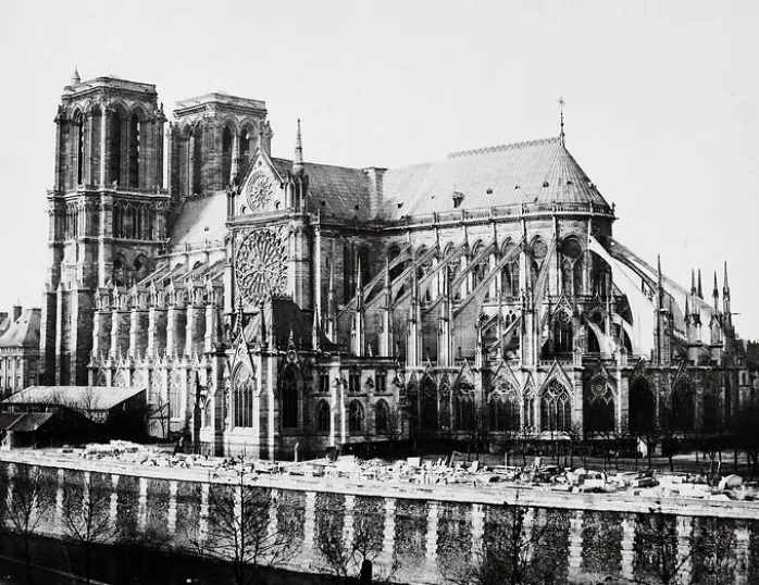 Flan sud de la cathédrale Notre-Dame, Paris vers 1857 (toiles encadrées)