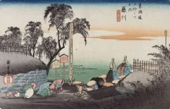 Fujikawa, scène dans les faubourgs (toiles sur châssis)