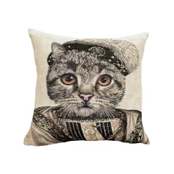Housse de coussin Chat François 1er - Beige
