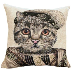 Housse de coussin Chat François 1er - Beige