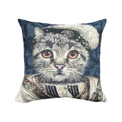 Housse de coussin Chat François 1er - Bleu