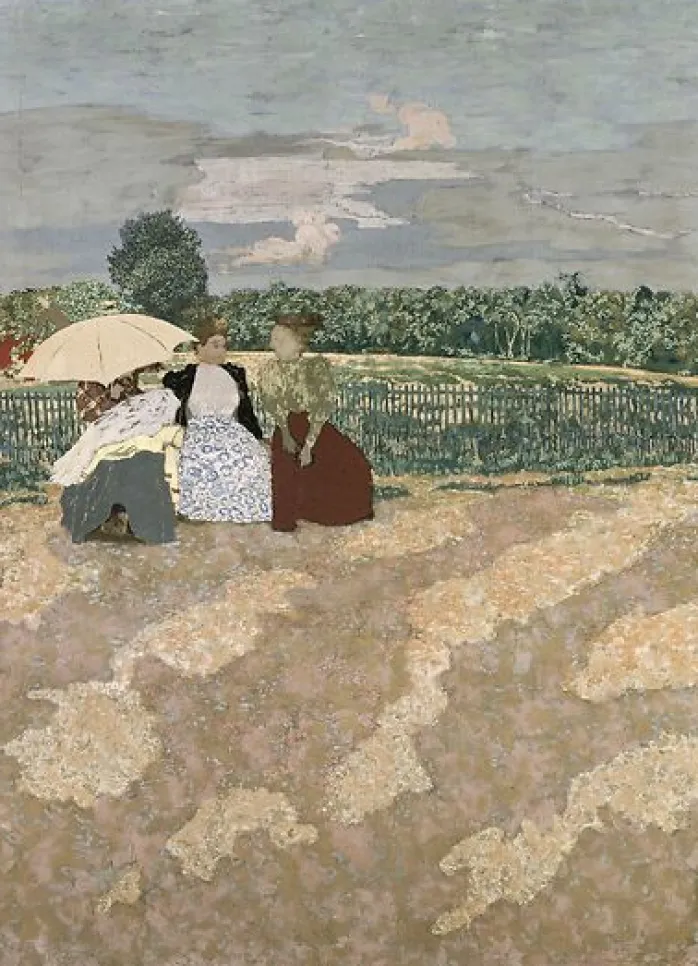 Jardins publics: les nourrices, la conversation; l'ombrelle rouge. La conversation (centre) (panneaux acryliques)