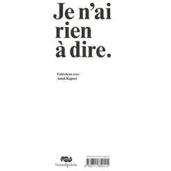 Online Je n'ai rien à dire. Entretiens avec Anish Kapoor Catalogues D'Exposition