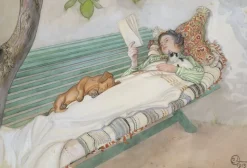 Jeune femme allongée sur un banc (toiles sans cadre)