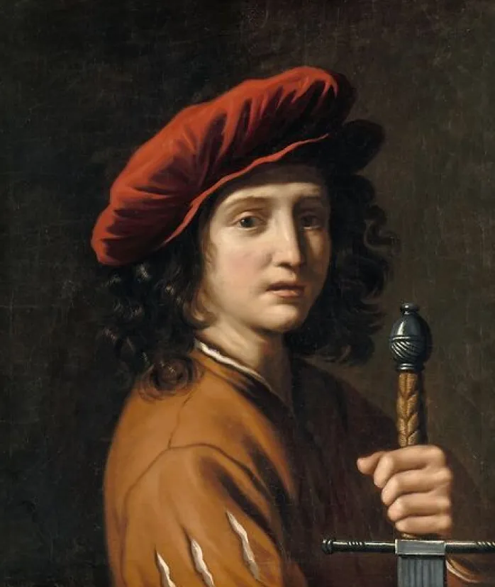 Jeune homme tenant une épée (panneaux aluminium)